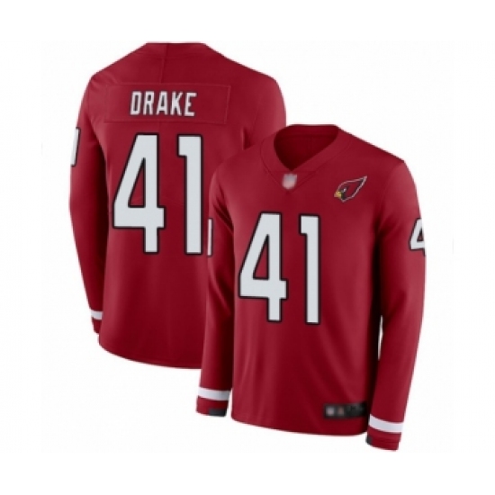 Men's Arizona Cardinals #41 Kenyan Drake Limited Red Therma Long Sleeve Football Jersey - Ujersey