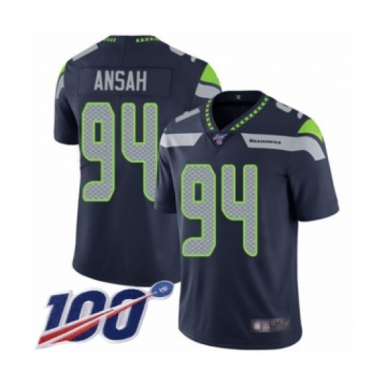 Youth Seattle Seahawks #94 Ezekiel Ansah Navy Blue Team Color Vapor Untouchable Limited Player 100th Season Football Jersey - Ujersey