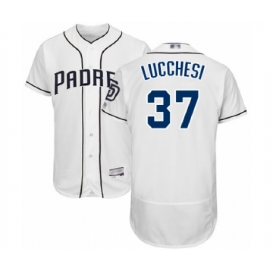 Men's San Diego Padres #37 Joey Lucchesi White Home Flex Base Authentic Collection Baseball Player Jersey - Ujersey
