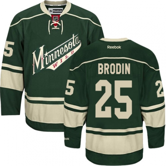 Youth Reebok Minnesota Wild #25 Jonas Brodin Premier Green Third NHL Jersey - Ujersey