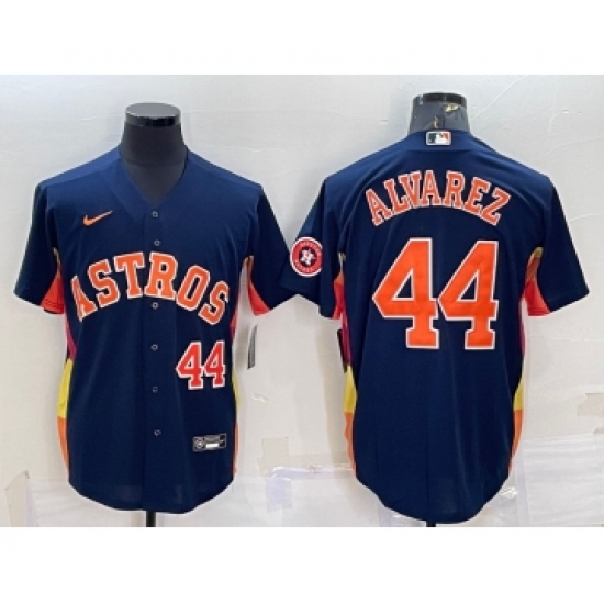 Men's Houston Astros #44 Yordan Alvarez Number Navy Blue With Patch Stitched MLB Cool Base Nike Jersey - Ujersey