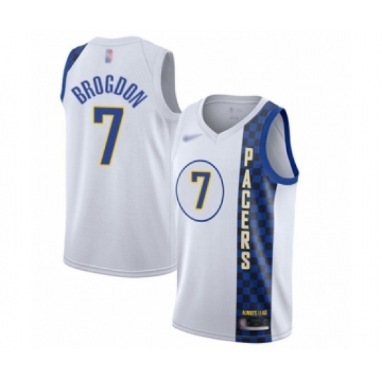 Men's Indiana Pacers #7 Malcolm Brogdon Swingman White Basketball Jersey - 2019 20 City Edition - Ujersey