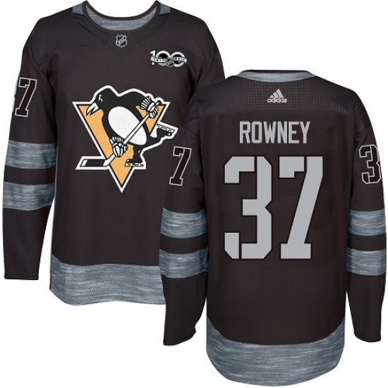 Men's Adidas Pittsburgh Penguins #37 Carter Rowney Authentic Black 1917-2017 100th Anniversary NHL Jersey - Ujersey