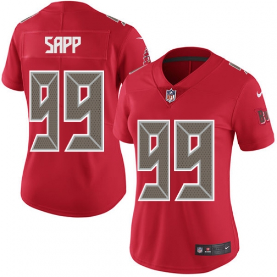 Women's Nike Tampa Bay Buccaneers #99 Warren Sapp Limited Red Rush Vapor Untouchable NFL Jersey - Ujersey
