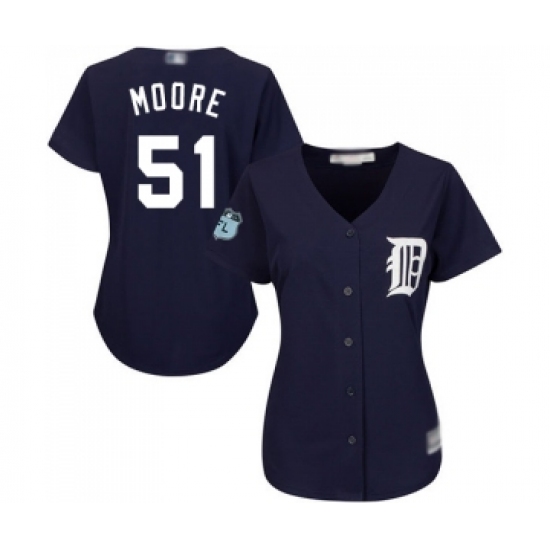 Women's Detroit Tigers #51 Matt Moore Replica Navy Blue Alternate Cool Base Baseball Jersey - Ujersey