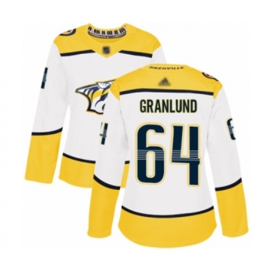 Women's Nashville Predators #64 Mikael Granlund Authentic White Away Hockey Jersey