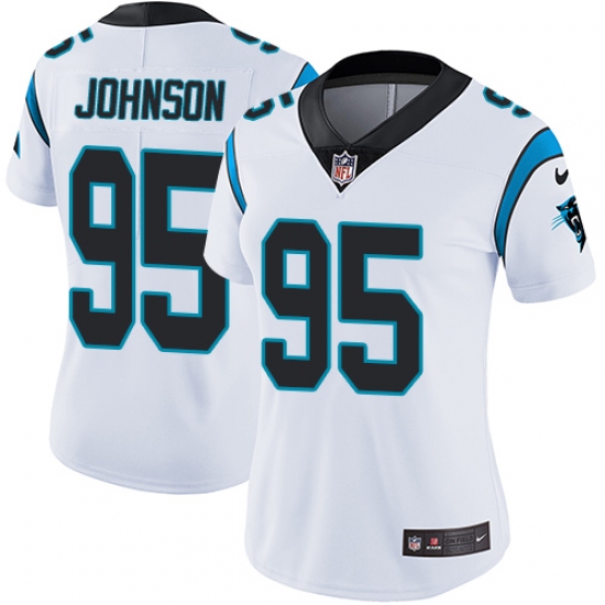 Women's Nike Carolina Panthers #95 Charles Johnson White Vapor Untouchable Limited Player NFL Jersey - Ujersey