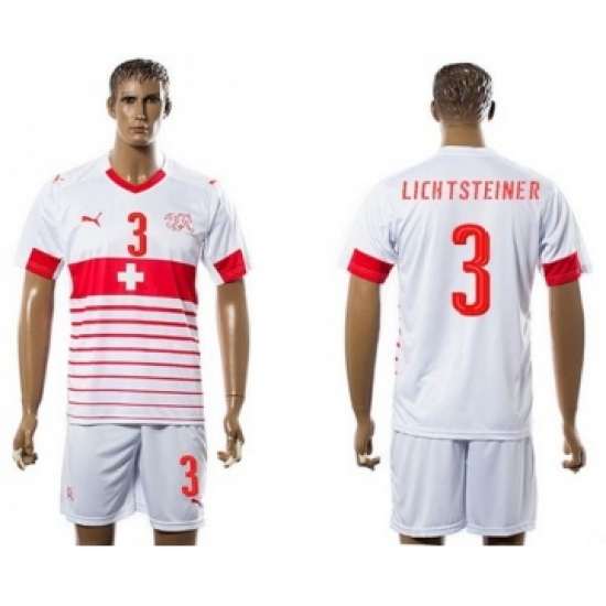 Switzerland #3 Lichtsteiner Away Soccer Country Jersey