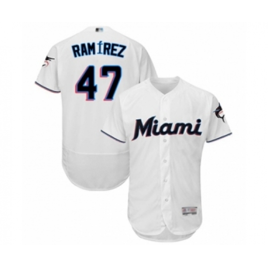 Men's Miami Marlins #47 Harold Ramirez White Home Flex Base Authentic Collection Baseball Player Jersey - Ujersey