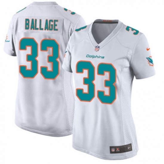 Women's Nike Miami Dolphins #33 Kalen Ballage Game White NFL Jersey - Ujersey