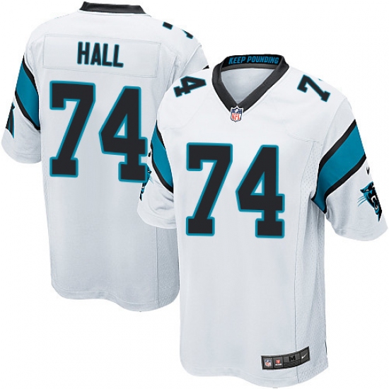 Men's Nike Carolina Panthers #74 Daeshon Hall Game White NFL Jersey - Ujersey