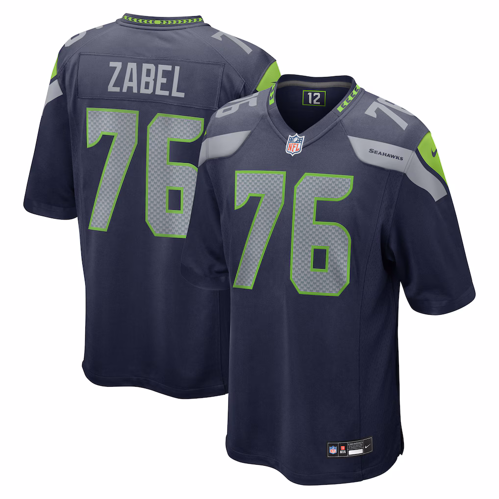 Men's Seattle Seahawks Grey Zabel Nike Navy Team Game Jersey - Vujersey Los Angeles Rams