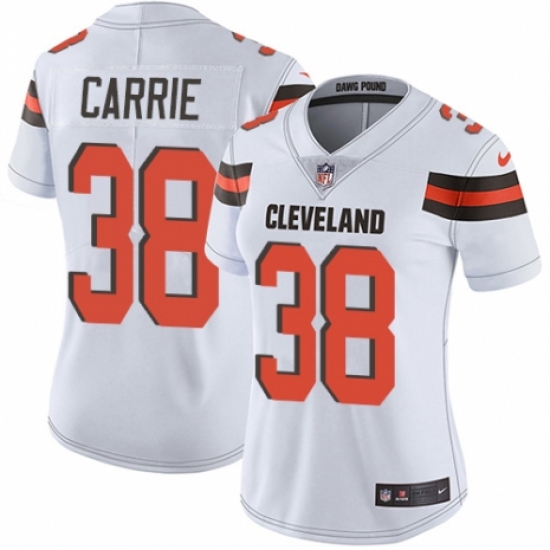 Women's Nike Cleveland Browns #38 T. J. Carrie White Vapor Untouchable Limited Player NFL Jersey - Ujersey