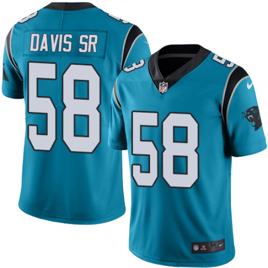 Youth Nike Carolina Panthers #58 Thomas Davis Blue Alternate Vapor Untouchable Limited Player NFL Jersey - Ujersey
