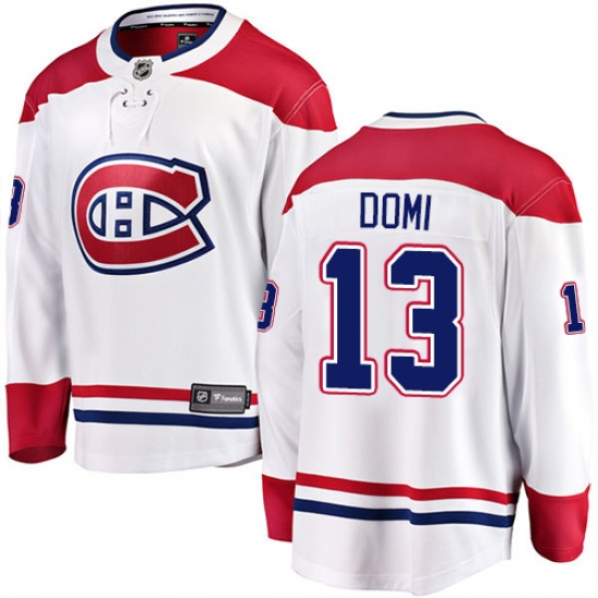 Men's Montreal Canadiens #13 Max Domi Authentic White Away Fanatics Branded Breakaway NHL Jersey - Ujersey