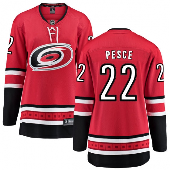 Women's Carolina Hurricanes #22 Brett Pesce Fanatics Branded Red Home Breakaway NHL Jersey - Ujersey