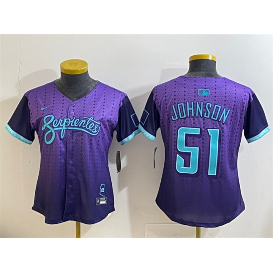 Women's Arizona Diamondbacks #51 Randy Johnson Purple 2025 City Connect Limited Stitched Baseball Jersey(Run Small) - Ujersey