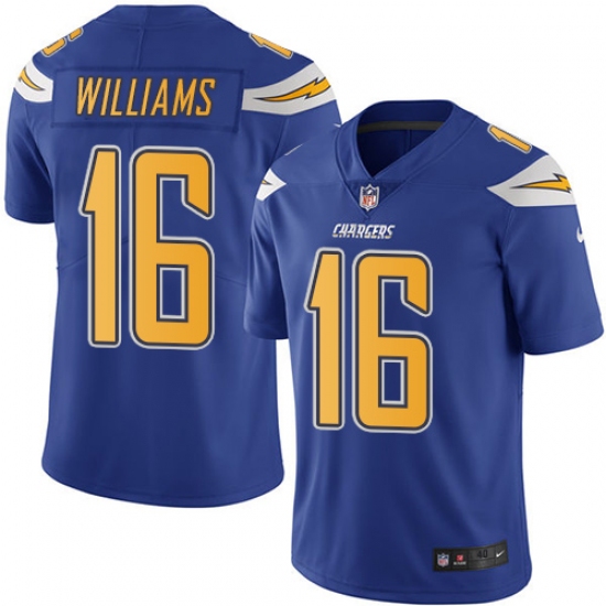 Men's Nike Los Angeles Chargers #16 Tyrell Williams Elite Electric Blue Rush Vapor Untouchable NFL Jersey - Ujersey