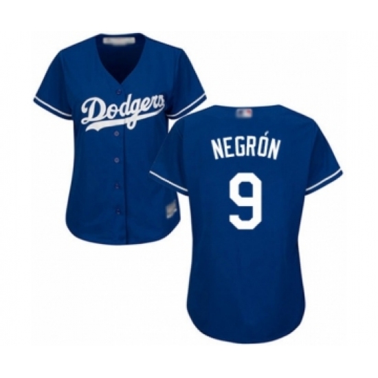 Women's Los Angeles Dodgers #9 Kristopher Negron Authentic Royal Blue Alternate Cool Base Baseball Player Jersey - Ujersey