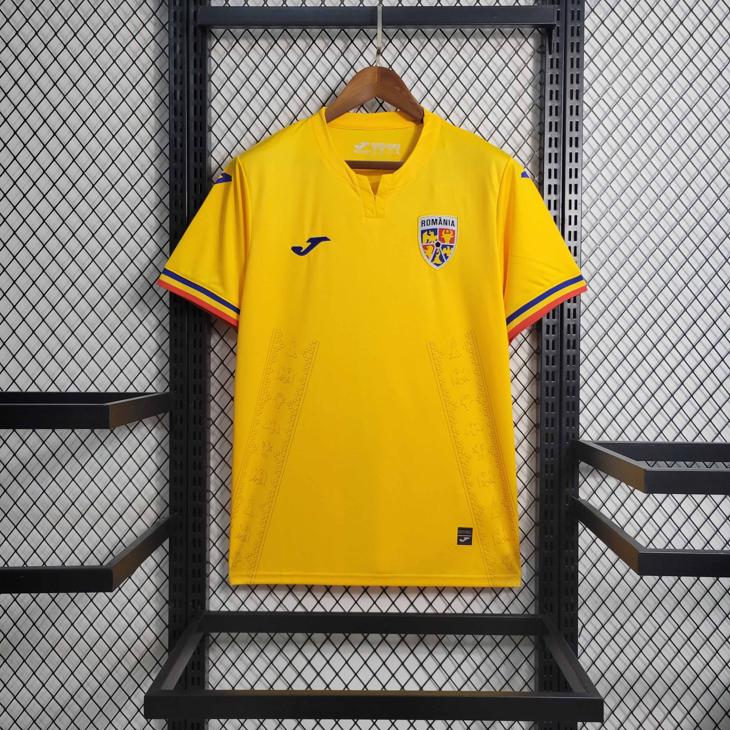 Romania Soccer Jersey Home Custom Shirt EURO 2024 - ujerseystore
