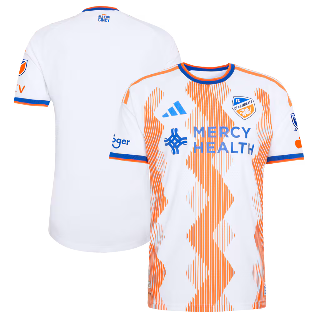 Men's FC Cincinnati adidas White 2026 The Seven Hills Kit On-Field Authentic Patch Jersey