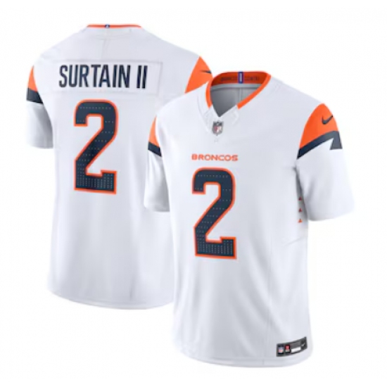 Men's Denver Broncos #2 Patrick Surtain II Nike White Vapor F.U.S.E. Limited Jersey - Ujersey