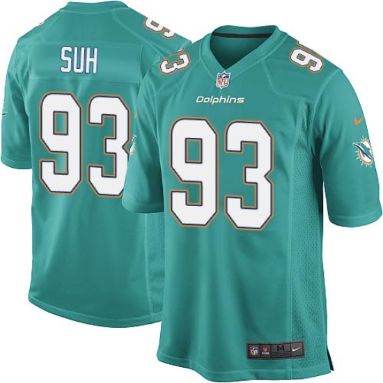 Youth Nike Miami Dolphins #93 Ndamukong Suh Game Aqua Green Team Color NFL Jersey - Ujersey