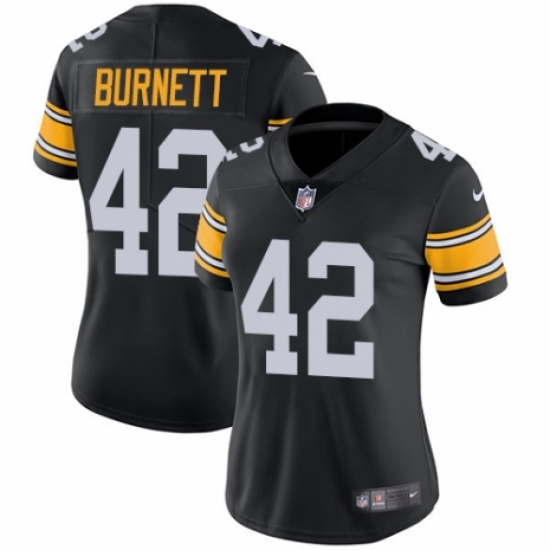 Women's Nike Pittsburgh Steelers #42 Morgan Burnett Black Alternate Vapor Untouchable Limited Player NFL Jersey - Ujersey