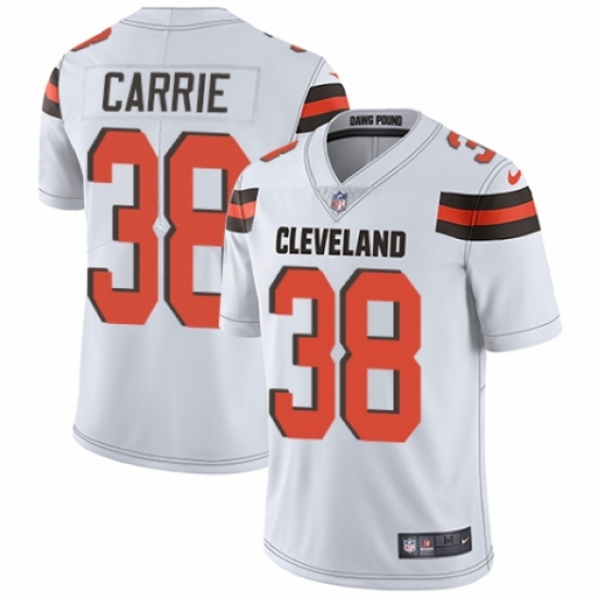 Men's Nike Cleveland Browns #38 T. J. Carrie White Vapor Untouchable Limited Player NFL Jersey - Ujersey