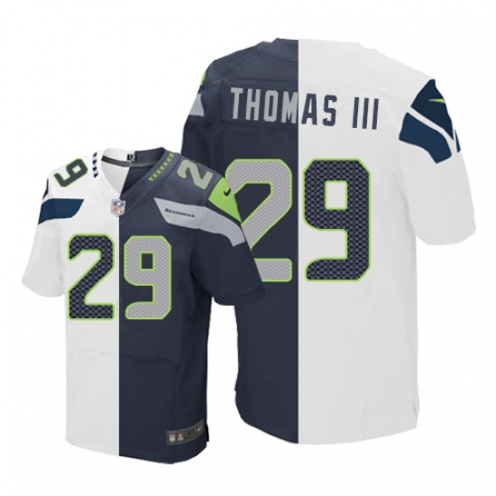 Men's Nike Seattle Seahawks #29 Earl Thomas III Elite Navy/White Split Fashion NFL Jersey - Ujersey