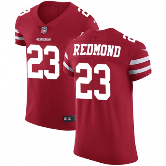 Men's Nike San Francisco 49ers #23 Will Redmond Red Team Color Vapor Untouchable Elite Player NFL Jersey - Ujersey