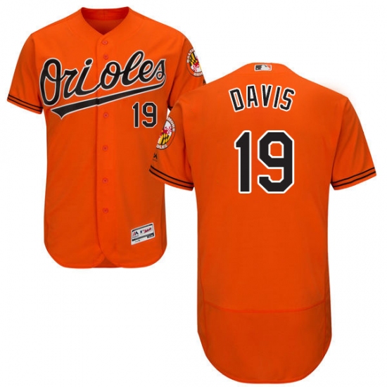Men's Majestic Baltimore Orioles #19 Chris Davis Orange Alternate Flex Base Authentic Collection MLB Jersey - Ujersey