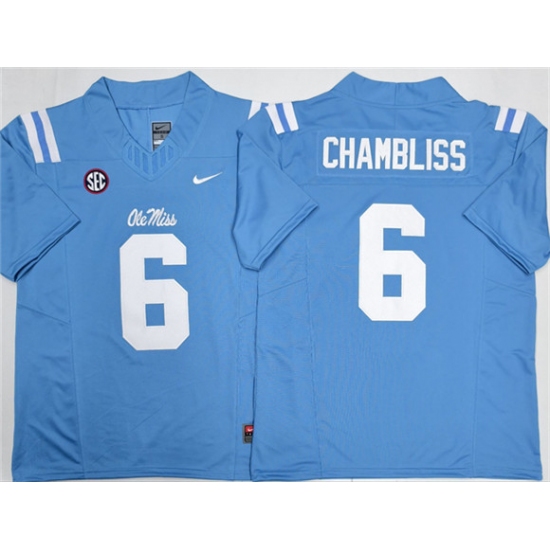 Men's Ole Miss Rebels #6 Trinidad Chambliss Blue 2026 F.U.S.E. Stitched jersey - Ujersey