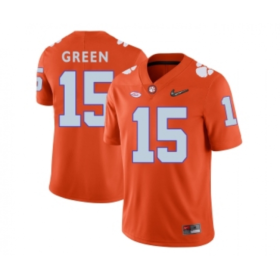 Clemson Tigers 15 T.J. Green Orange With Diamond Logo College Football Jersey - Ujersey