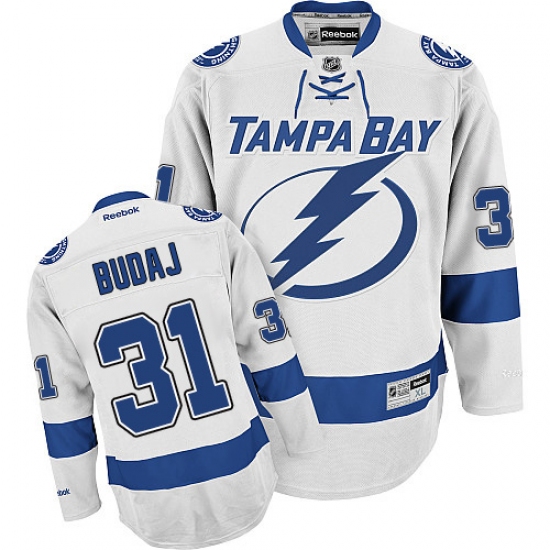 Youth Reebok Tampa Bay Lightning #31 Peter Budaj Authentic White Away NHL Jersey - Ujersey