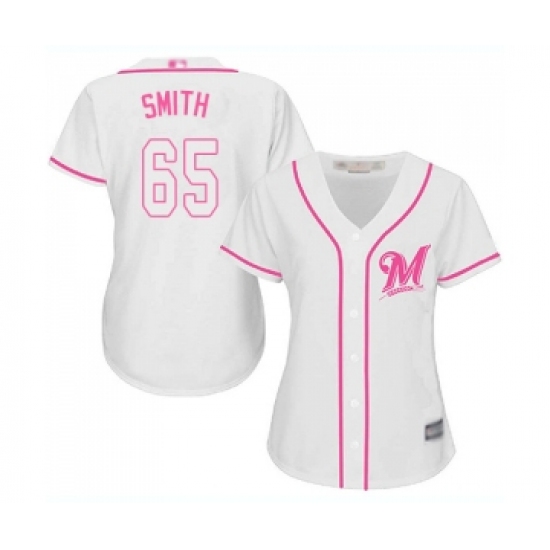 Women's Milwaukee Brewers #65 Burch Smith Replica White Fashion Cool Base Baseball Jersey - Ujersey