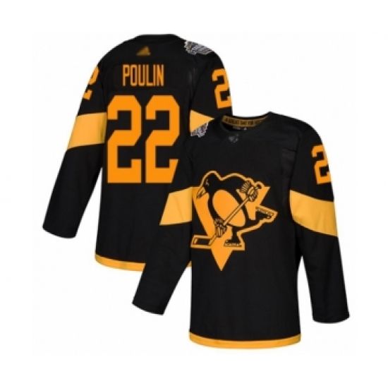 Men's Pittsburgh Penguins #22 Samuel Poulin Authentic Black 2019 Stadium Series Hockey Jersey - Ujersey
