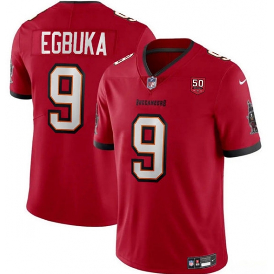 Men's Tampa Bay Buccaneers #9 Emeka Egbuka Red 2025 Draft 50th Anniversary Vapor Untouchable Limited Football Stitched Jersey - Ujersey