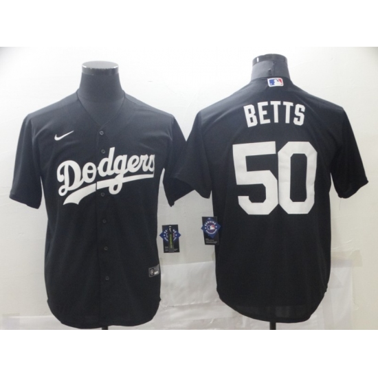 Men's Nike Los Angeles Dodgers #50 Mookie Betts Black Authentic Jersey - Ujersey
