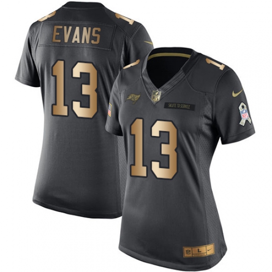 Women's Nike Tampa Bay Buccaneers #13 Mike Evans Limited Black/Gold Salute to Service NFL Jersey - Ujersey
