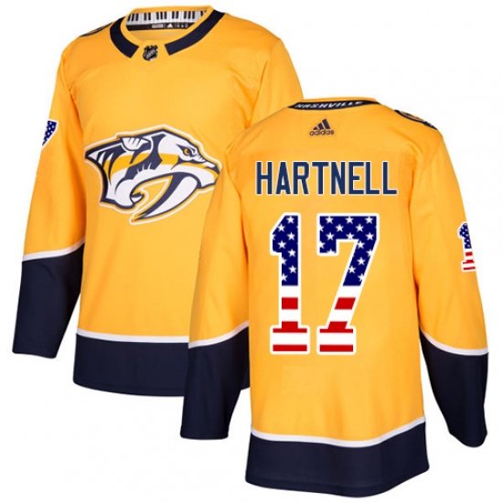 Youth Adidas Nashville Predators #17 Scott Hartnell Authentic Gold USA Flag Fashion NHL Jersey - Ujersey