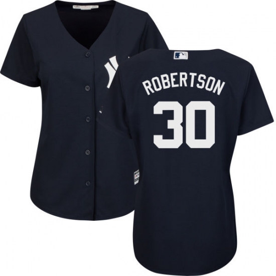 Women's Majestic New York Yankees #30 David Robertson Authentic Navy Blue Alternate MLB Jersey - Ujersey
