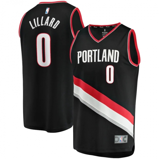 Men's Portland Trail Blazers #0 Damian Lillard Fanatics Branded Black 2020-21 Fast Break Replica Jersey - Ujersey