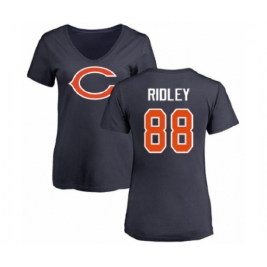 Football Women's Chicago Bears #88 Riley Ridley Navy Blue Name & Number Logo T-Shirt - Ujersey NHL