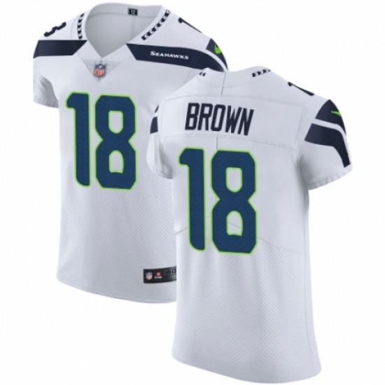 Men's Nike Seattle Seahawks #18 Jaron Brown White Vapor Untouchable Elite Player NFL Jersey - Ujersey