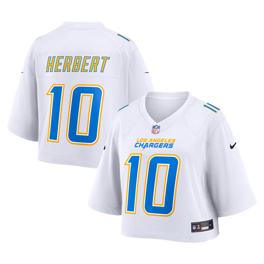 Women's Los Angeles Chargers Justin Herbert Nike White Cropped Fashion Game Jersey - Ujersey