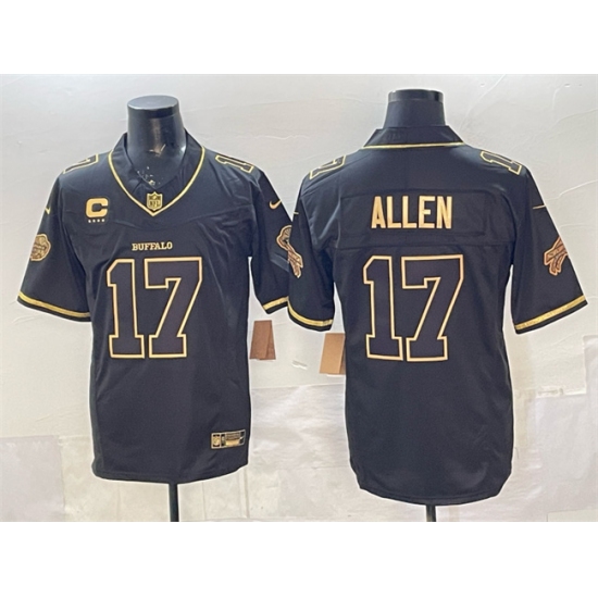 Men's Buffalo Bills #17 Josh Allen Black Gold 2025 F.U.S.E. “Rivalries” With 4-Star C Vapor Limited Football Stitched Jersey