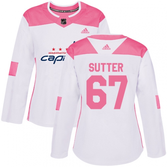 Women's Adidas Washington Capitals #67 Riley Sutter Authentic White Pink Fashion NHL Jersey - Ujersey