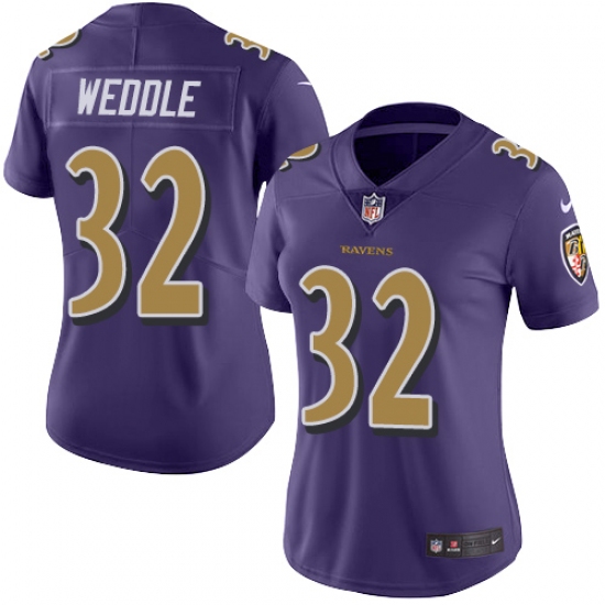 Women's Nike Baltimore Ravens #32 Eric Weddle Limited Purple Rush Vapor Untouchable NFL Jersey - Ujersey