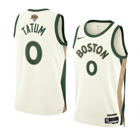 Men's Boston Celtics #0 Jayson Tatum Cream 2024 Finals City Edition Stitched Basketball Jersey - Ujersey